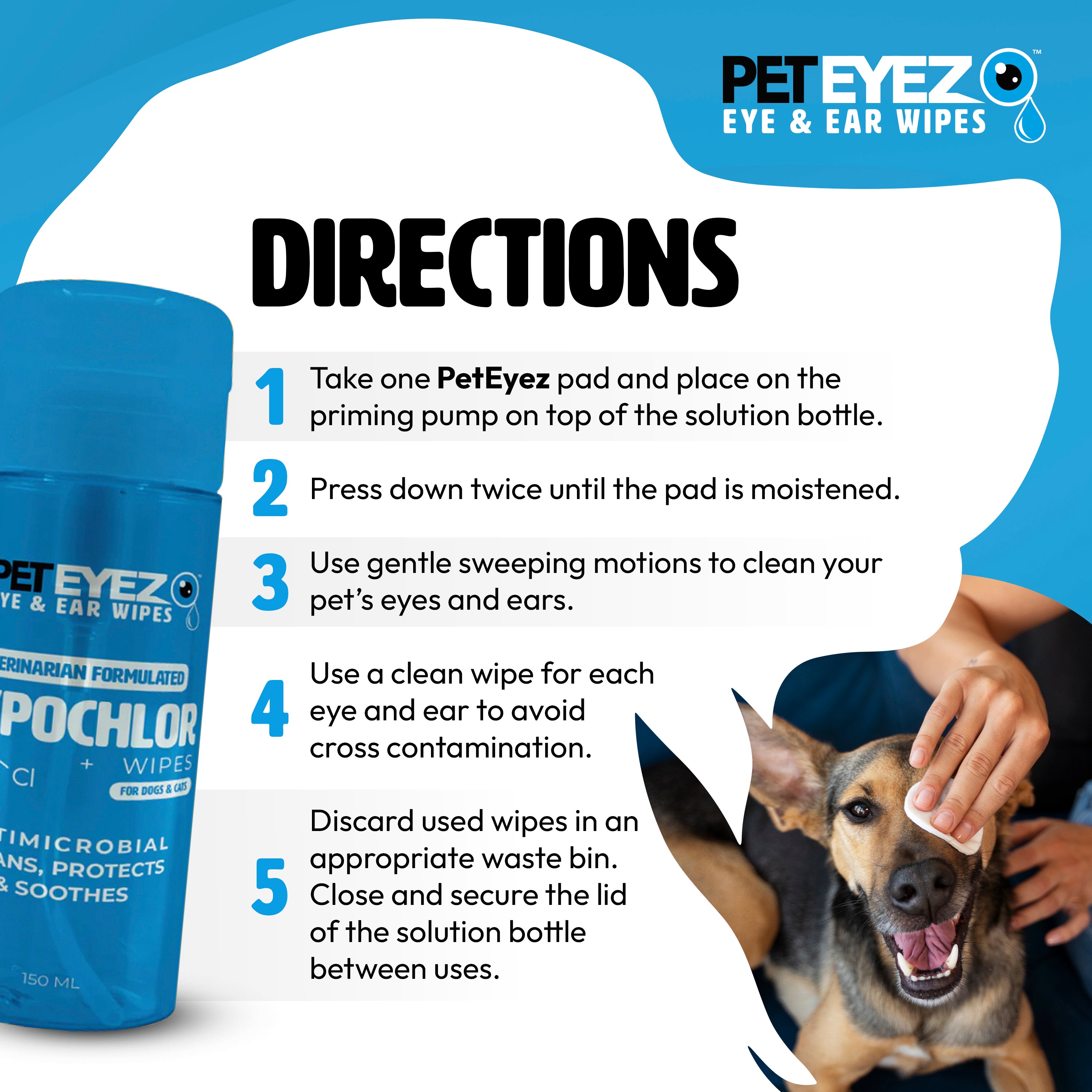 Pet Eyez™ Eye and Ear Wipe w/ HypoChlor