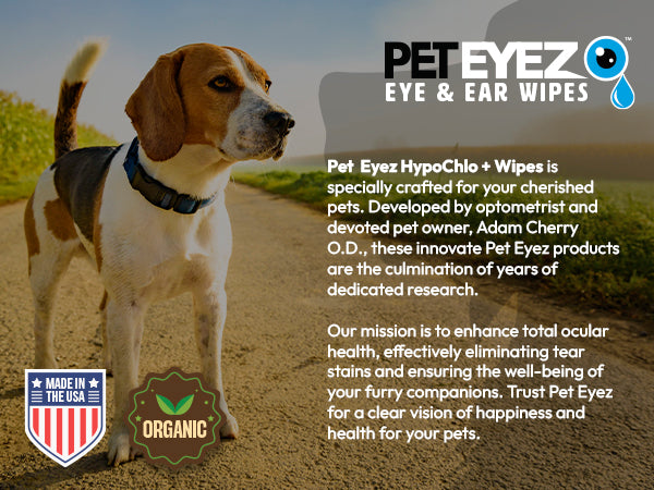 Pet Eyez™ Eye and Ear Wipes w/ HypoChlor + Beef Liver Powder for Dogs and Cats