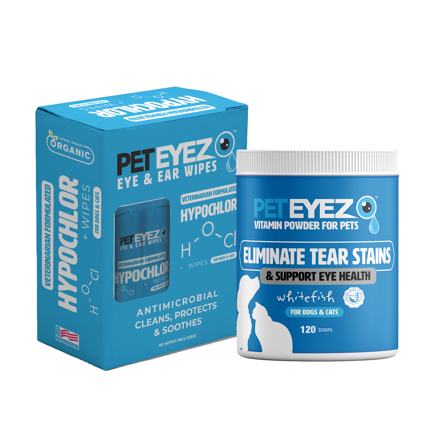 PET EYEZ ホワイトフィッシュ 35g ×4袋 Pet Eyez™ Eye and Ear Wipes w/ HypoChlor + Whitefish Powder for Dogs a