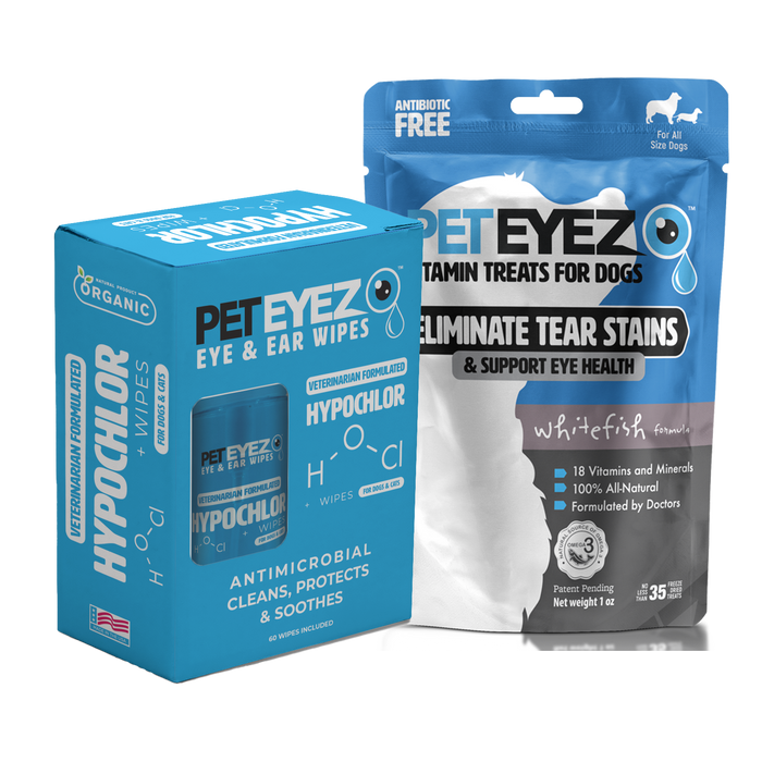 Pet Eyez™ Eye and Ear Wipes w/ HypoChlor + Whitefish Treats for Dogs